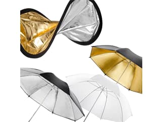 walimex Doppelreflektor + Schirme silber/gold/weiß
