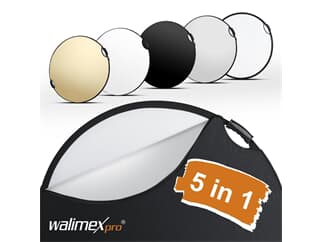 Walimex pro 5in1 Faltreflektor wavy comfort Ø56cm mit Griffen und 5 Reflektorfarben