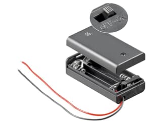 Goobay 2x AA (Mignon) Batteriehalter, Schwarz - lose Kabelenden, wasserabweisend, schaltbar
