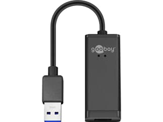 Goobay USB 3.0 Gigabit Ethernet Netzwerkkonverter, Schwarz, 0.1 m - zum Anschluss eines PC/MAC mit U