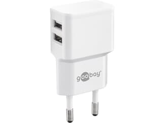 Goobay Dual USB-Ladegerät (12 W) weiß, kompaktes USB-Netzteil mit 2x USB-Anschlüssen