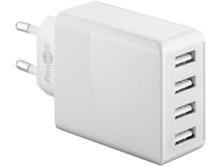 Goobay 4-fach USB-Ladegerät (30 W) weiß, Mehrfach USB-Netzteil mit 4x USB-Anschlüssen