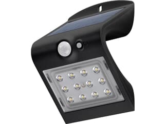 Goobay LED Solar-Wandleuchte mit Bewegungsmelder, 1,5 W, Schwarz - Lichtlösung für Hauseingänge, Car