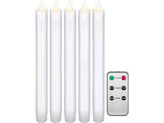 Goobay 5er-Set weiße LED-Echtwachs-Stabkerzen, inkl. Fernbedienung