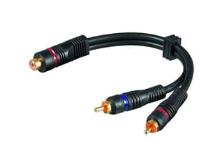 Audio-Video-Kabel 0,2 m lose Ware, 1 x Cinchkupplung > 2 x Cinchstecker