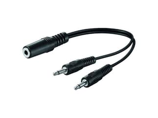 Audio-Video-Kabel 0,2 m lose Ware, 2x3,5 mm mono St.>3,5 mm stereo Kuppl.