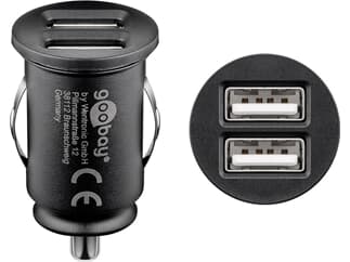 Goobay Dual-USB Auto-Ladegerät (15,5 W), Kfz-Ladeadapter mit 2x USB-Anschlüsse (15,5 W), schwarz