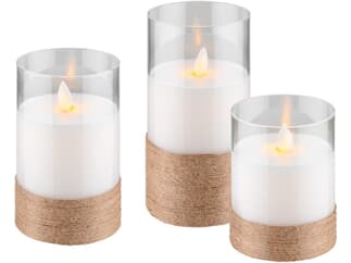 Goobay 3er-Set LED-Echtwachs-Kerzen im Glas, weiß