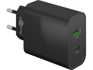 Goobay Dual-USB-Schnellladegerät PD/QC (45 W) schwarz