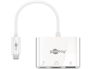 Goobay USB-C™ Multiport-Adapter HDMI, PD, weiß, 0.15 m - erweitert ein USB-C™ Gerät um einen HDMI™-