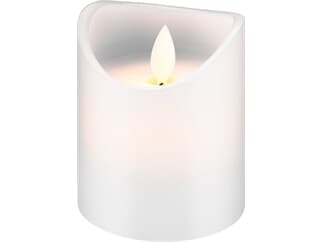 Goobay LED Echtwachs-Kerze weiß, 7,5x10 cm - wunderschöne und sichere Lichtlösung für viele Bereiche
