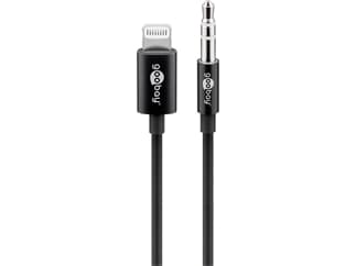 Goobay Apple Lightning Audioanschlusskabel (3,5mm) 1m schwarz, 1 m - zum Verbinden eines iPhone/iPad