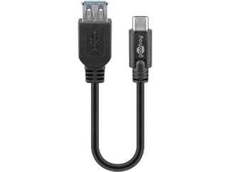 Goobay USB-C™ auf USB A Buchse Kabel, schwarz, 0.2 m - USB 3.0-Buchse (Typ A) > USB-C™-Stecker