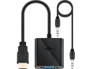 Goobay HDMI™/VGA Adapter, vernickelt, Schwarz, 0.1 m - HDMI™-Stecker (Typ A) > VGA-Buchse (15-polig)