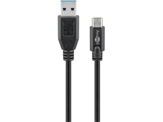Goobay USB-C™ auf USB A 3.0 Kabel, schwarz, 3 m - USB 3.0-Stecker (Typ A) > USB-C™-Stecker