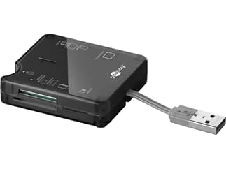 Goobay All-in-one Kartenlesegerät USB 2.0, Schwarz, 0.025 m - 6 Kartenschächte zum Lesen von SD Spei