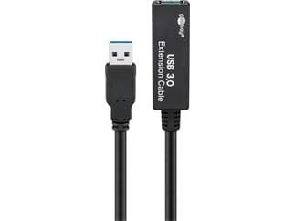 Goobay Aktives USB 3.0 Verlängerungskabel, Schwarz, 5 m - USB 3.0-Stecker (Typ A) > USB 3.0-Buchse (