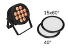 EUROLITE Set LED IP PAR 12x8W QCL Spot + 2x Diffusorscheibe (15x60° und 40°)