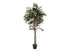 Europalms Kamelienbaum rot mit Topf 180cm, Kunstpflanze
