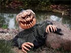 Europalms Halloween Kürbis-Monster, 50cm Animierte Zombiekürbis-Figur mit Licht- und Soundeffekt