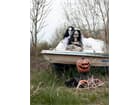 Europalms Halloween Figur Crawling Girl, 150cm, kriechende Zombiefigur mit Sound- und Leuchteffekt
