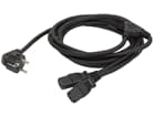 Schutzkontakt auf 2x Kaltgeräte ( IEC ) Kabel 3m