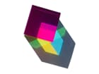 Adam Hall Merchandising CAMEO CMY Cube -  Durchscheinender Acrylwürfel in Cyan, Magenta und Gelb