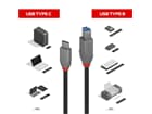 LINDY 1m USB 3.2 Typ C an B Kabel, Anthra Line - Typ C Stecker an B Stecker