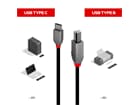 LINDY 2m USB 2.0 Typ C an B Kabel, Anthra Line - USB Typ C Stecker an B Stecker