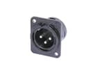 Neutrik NC3MDM3LBAG1 - 3 pole male receptacle, solder cups, black metal housing, silver contacts, M3 mounting thread