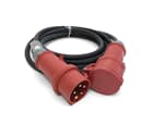 Ultralite CEE Kabel Profi, 16A, 5pol, 5x2.5mm²,05m H07RN-F, mit Beschriftungstülle / Mennekes Stecker & Buchse ROT