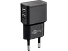 Goobay Dual USB-Ladegerät (12 W) schwarz, kompaktes USB-Netzteil mit 2x USB-Anschlüssen