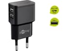 Goobay Dual USB-Ladegerät (12 W) schwarz, kompaktes USB-Netzteil mit 2x USB-Anschlüssen