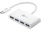 Goobay 4-fach USB-C™ Multiport-Adapter, Weiß - gleichzeitiger Anschluss von 4x USB 3.0 A Buchse auf