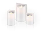 Goobay LED Echtwachs-Kerze weiß, 7,5x10 cm - wunderschöne und sichere Lichtlösung für viele Bereiche