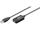 Goobay Aktives USB 2.0 Verlängerungskabel, Schwarz, 10 m - USB 2.0-Stecker (Typ A) > USB 2.0-Buchse