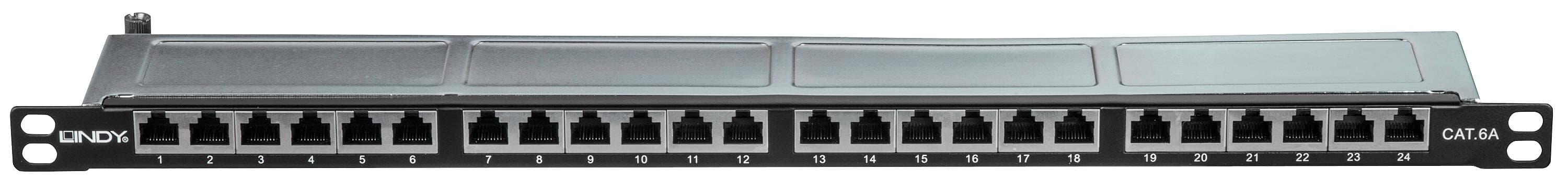 LINDY 25884 Cat.6A Patchpanel 24p STP (Klasse EA) 10GE, 1/2 HE Schwarz - 24 Port Patc