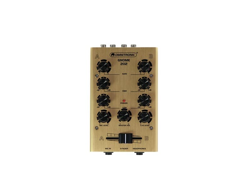 OMNITRONIC Gnome-202 Mini-Mixer gold 2-Kanal-DJ-Mixer